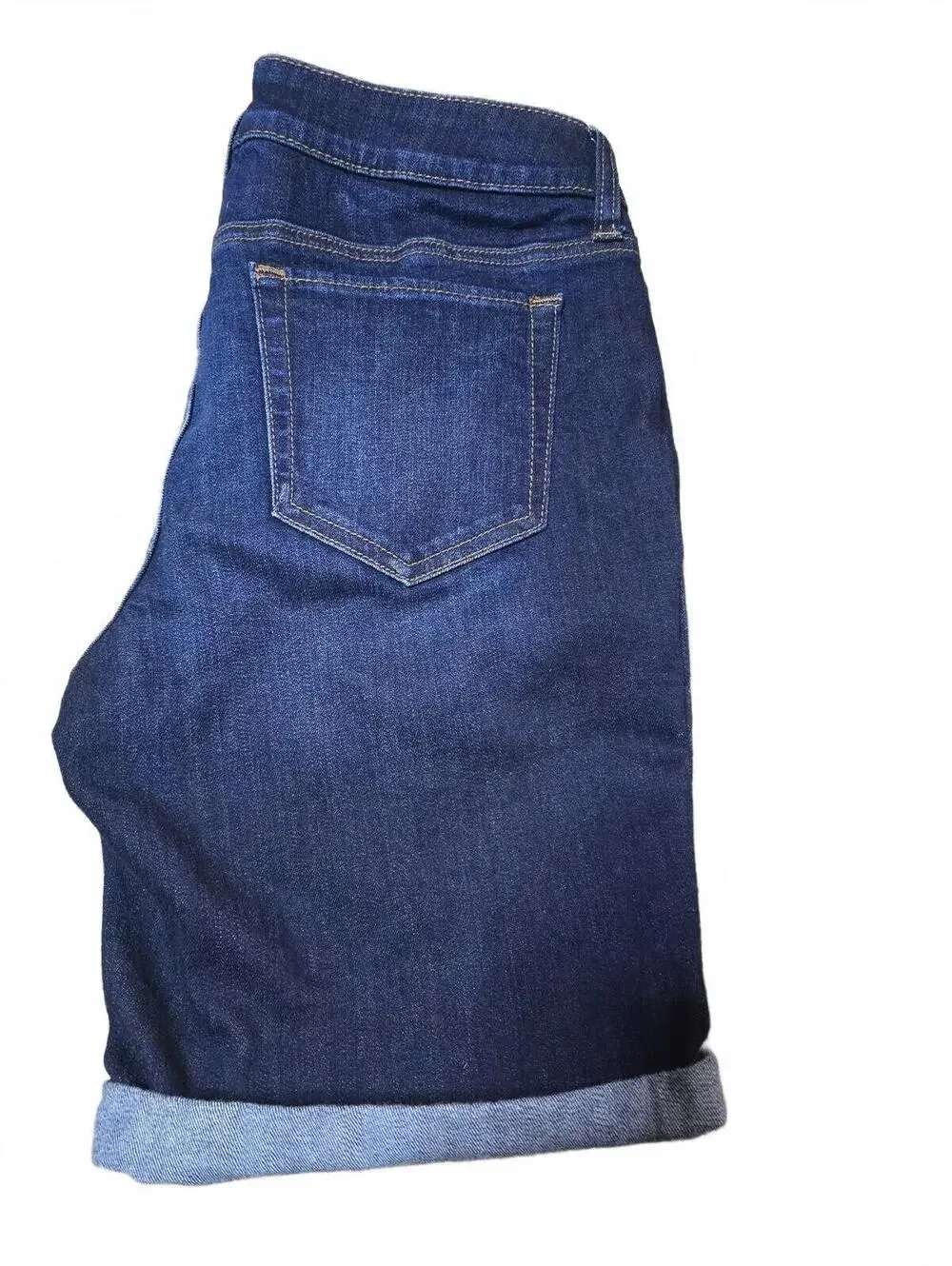 JCP Women's Denim Bermuda Shorts Dark Wash Stretch Cuffed Size 30